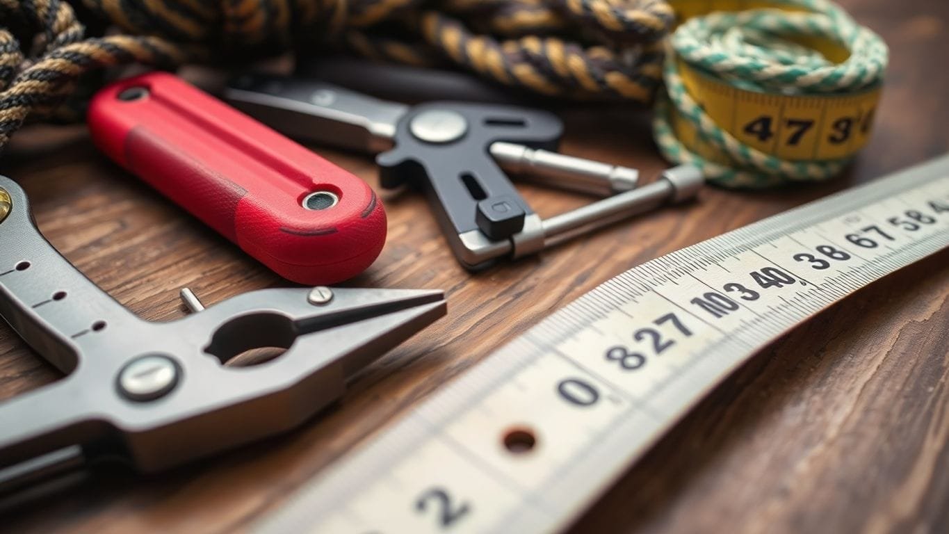 Mastering Knot Tying for Survival: Essential Techniques for Every Adventurer 3 Knot tying tools and materials on a wooden surface.