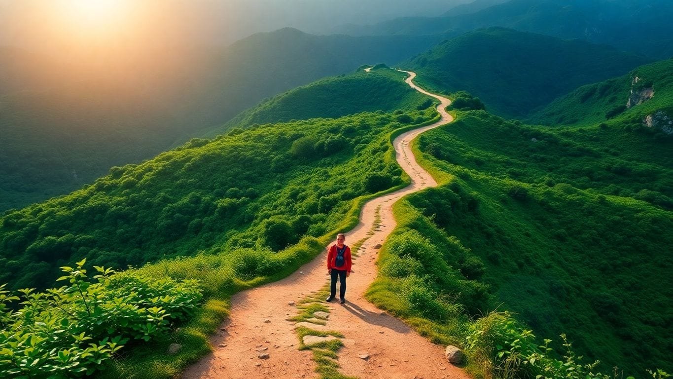 Mastering Basic Navigation Skills: A Comprehensive Guide for Beginners 4 Person at the start of a winding green path.