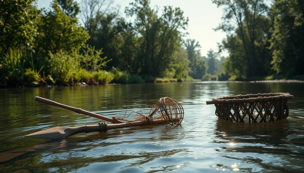 Primitive fishing techniques in rivers and streams Primitive fishing techniques in rivers and streams