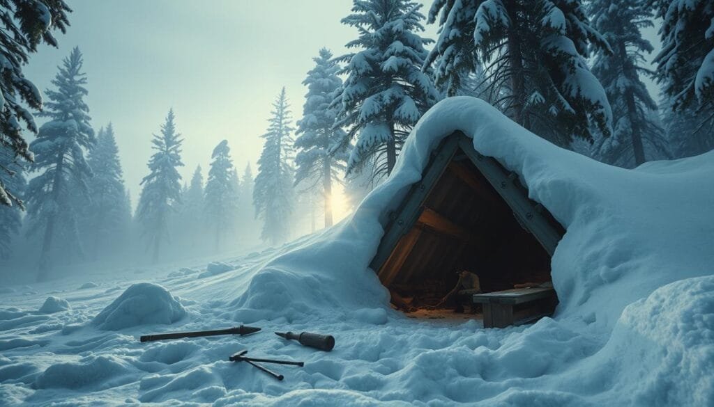 snow shelter building snow shelter building