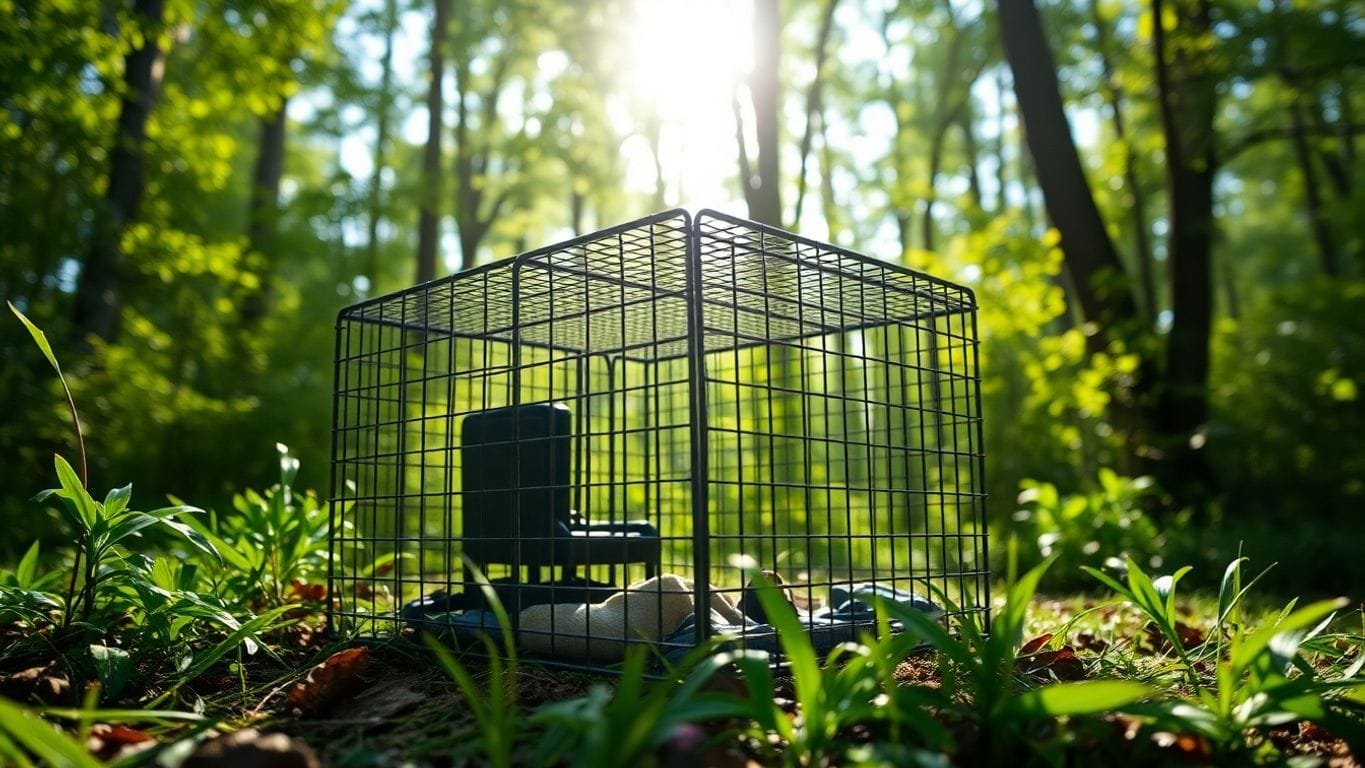 Mastering Animal Trapping Techniques: Essential Skills for Every Wildlife Enthusiast 4 Wildlife trap in a natural setting with greenery.