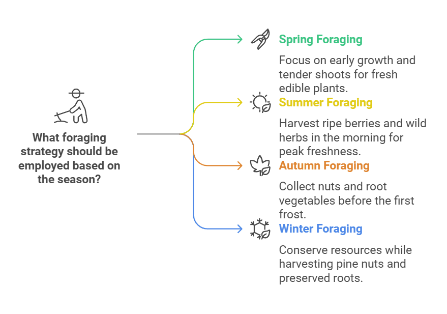 Sustainable Food Sources: Grow and Hunt for Long-Term Survival 4 What foraging strategy should be employed based on the season?
